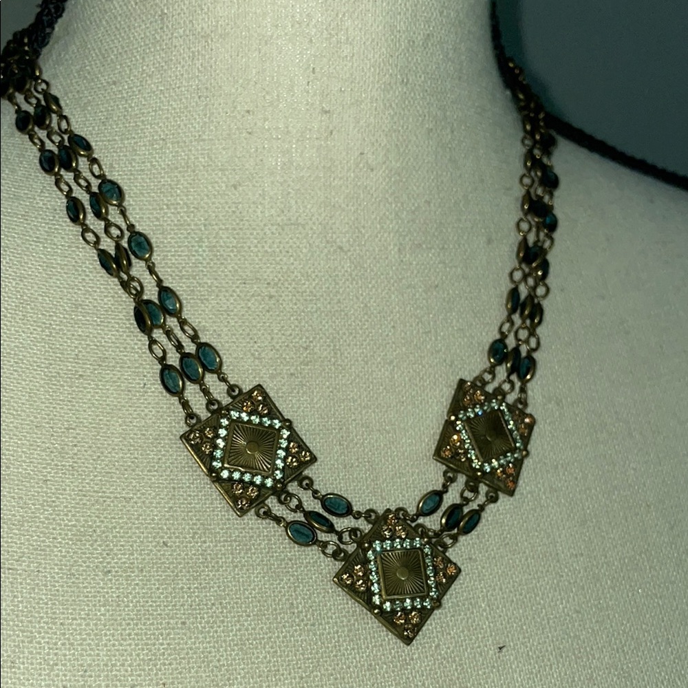 SORRELLI Vintage Gold and Blue Necklace - Picture 3 of 9